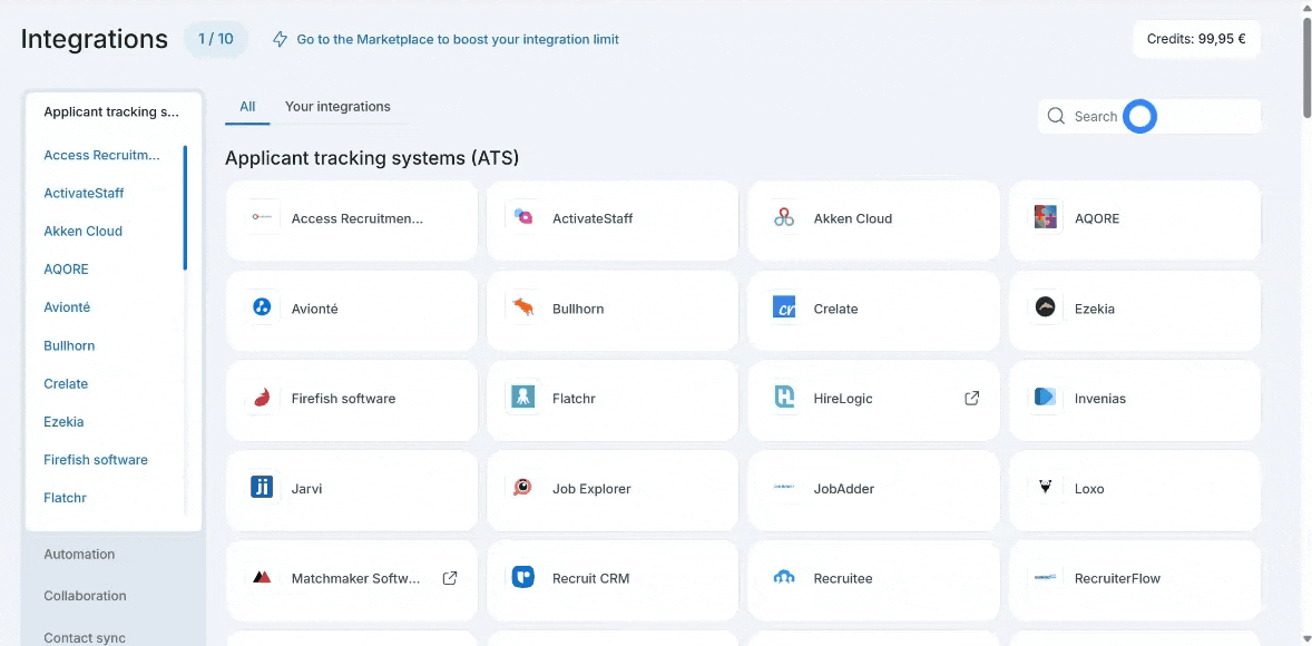 Activating the Salesforce integration in the Ringover Dashboard