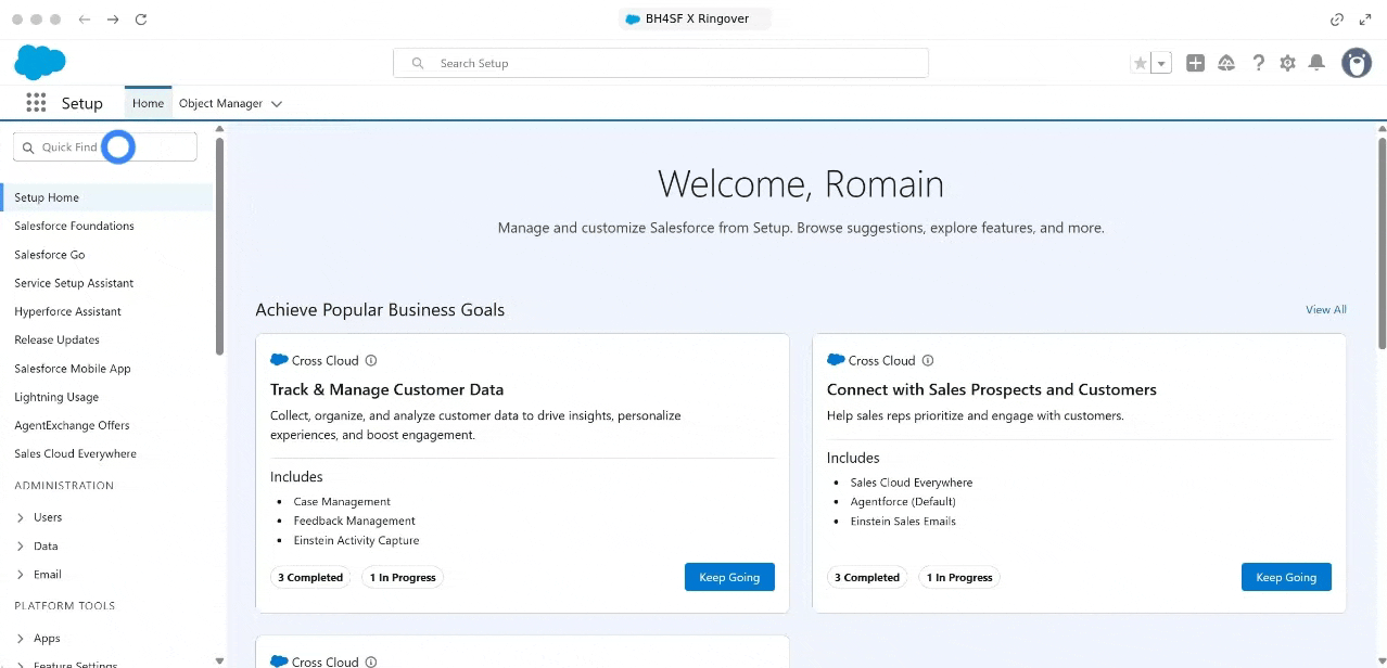Configuración del centro de llamadas de Ringover en Salesforce